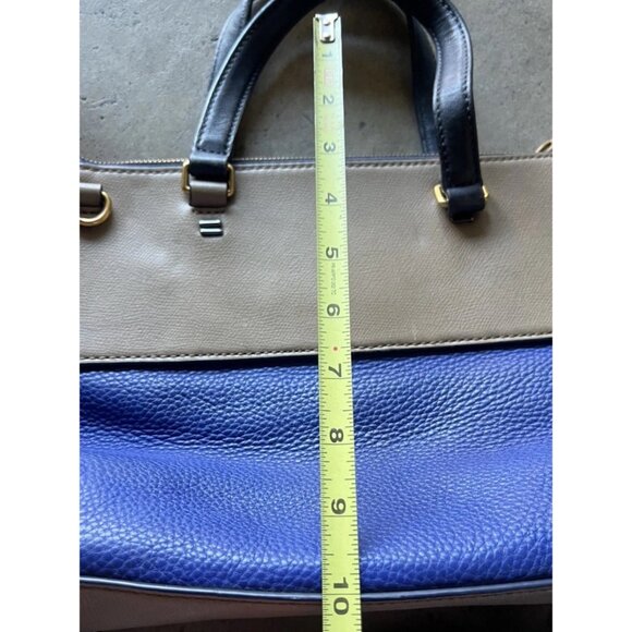 Marc by Marc Jacobs Shelter Island Blue Color Brown Block Leather Satchel Tote - Picture 9 of 16